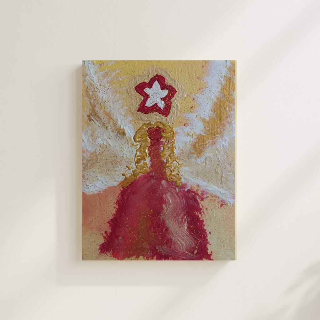 Original Engelbild "Engel der Vorfreude" Acrylbild 18 x 24 cm