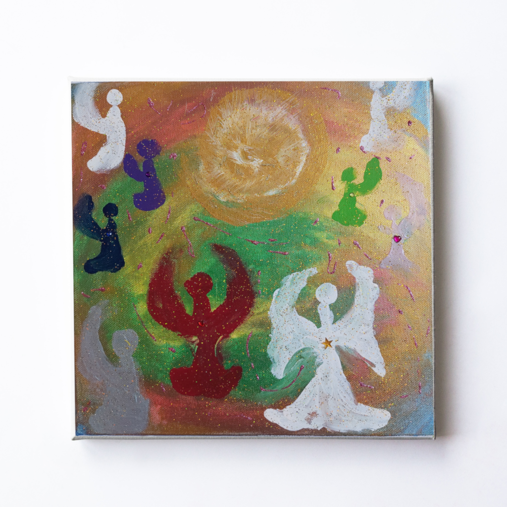 Original Engelbild "Engelgruppe" Acryl Wandbild