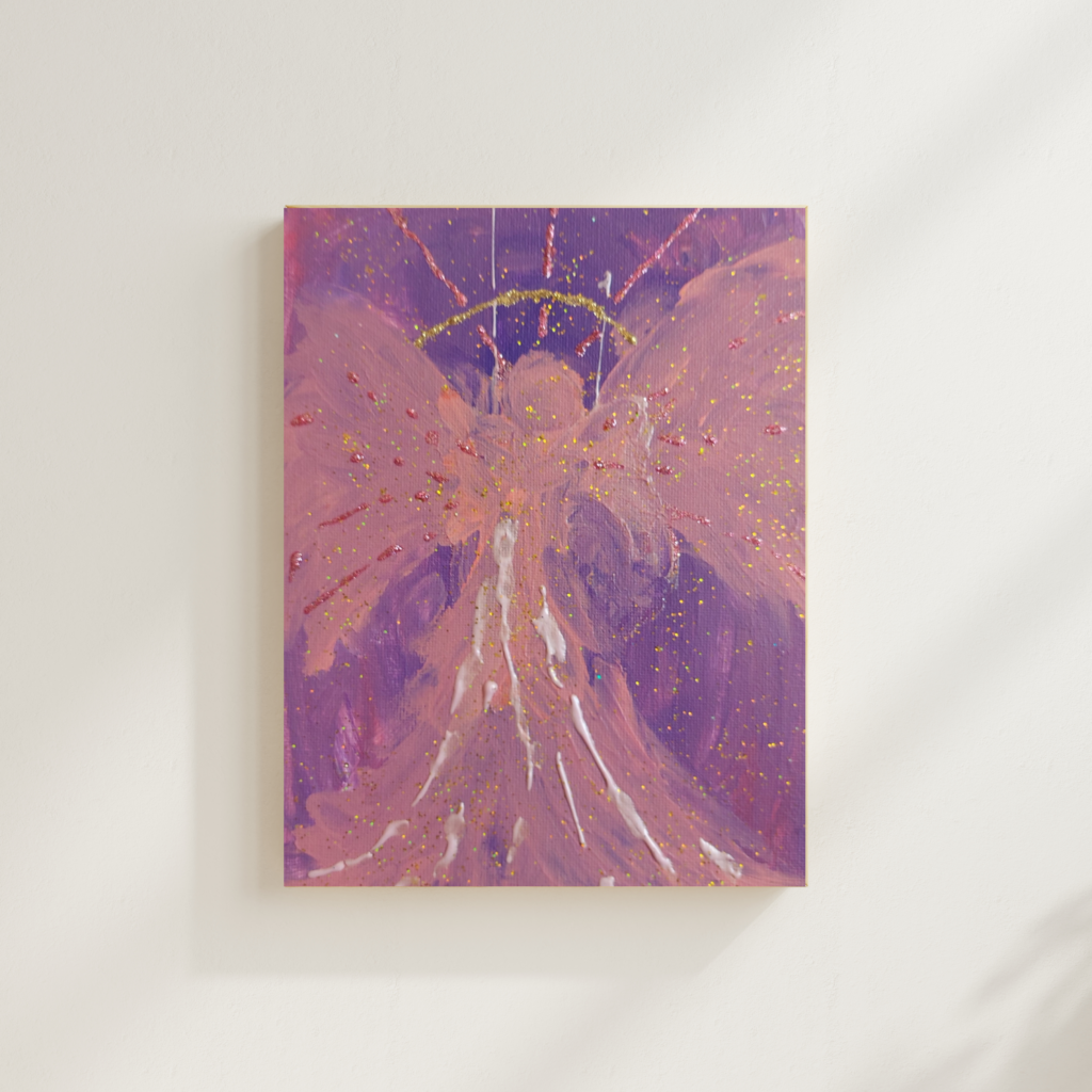Original Engelbild "Erzengel Chamuel" Kunst in Rosa und Violett