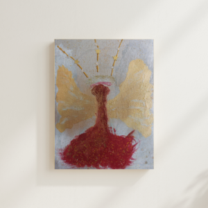 Original "Harmonie und Liebe" Engelbild Acryl in Rot