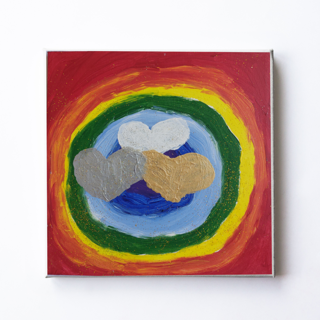 Original Feng Shui Bild "Regenbogen Herz" Kunst in Acryl