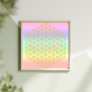 Blume des Lebens Pastell Regenbogen Poster